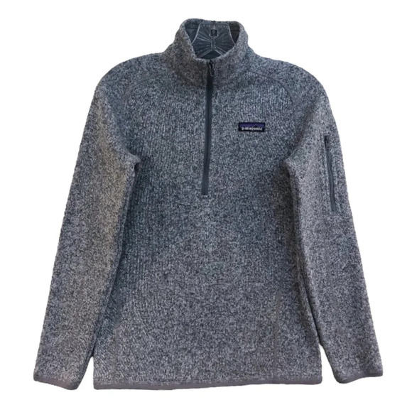 Patagonia Grey Tight Knit Quarter Zip Outdoor Polyester Pullover Jacket XS